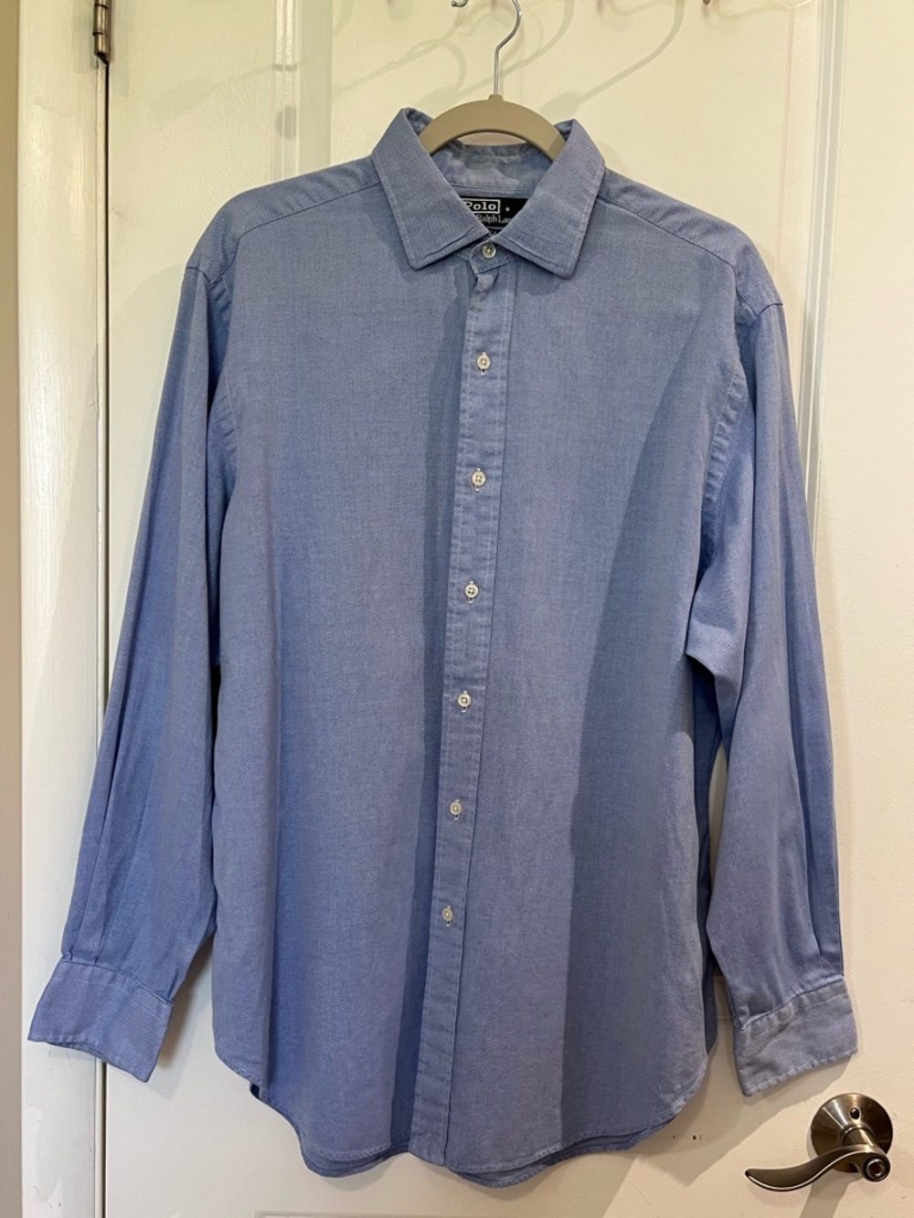 Polo Ralph Lauren Philip Two-Ply Cotton Button Down Dress Shirt Sz 16 1/2 Blue